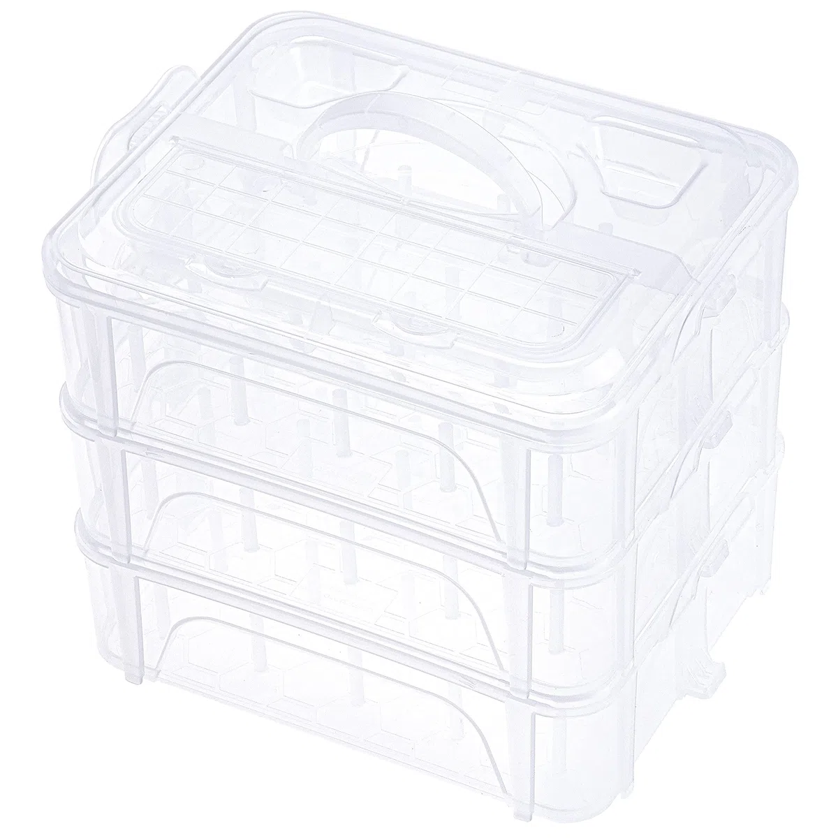 New brothread 3 Strati Scatola/Organizzatore Trasparente Impilabile per 60 Bobine di Filo da Ricamo e Cucito per la Casa (Dimensioni Rocchetto Requisito: Altezza ≤5,6cm; Larghezza ≤4,3cm)