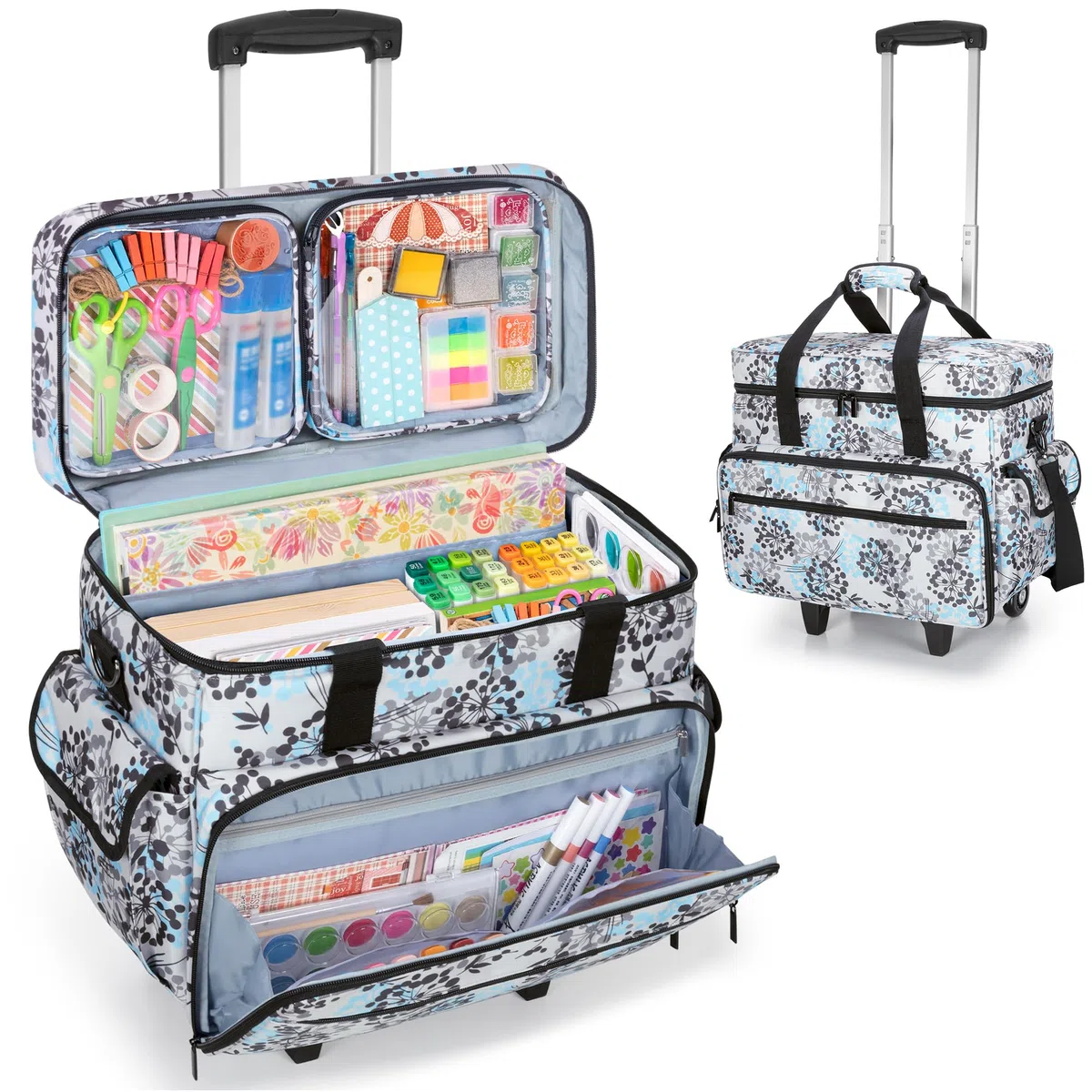 Teamoy Borsa di Stoccaggio per Scrapbooking, Borsa per Scrapbooking con Ruote per Opere d'Arte, Scrapbooking Kit o Cucito, Dente di Leone(Solo Borsa)