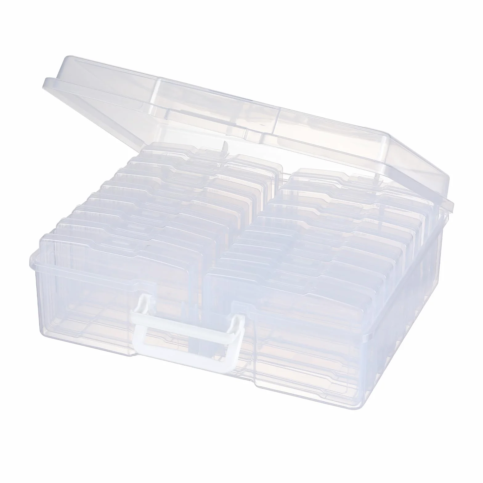 novelinks Organizer per foto 10,2 x 15,2 cm con manico – 16 custodie per foto interne, organizer per foto e archiviazione (bianco)