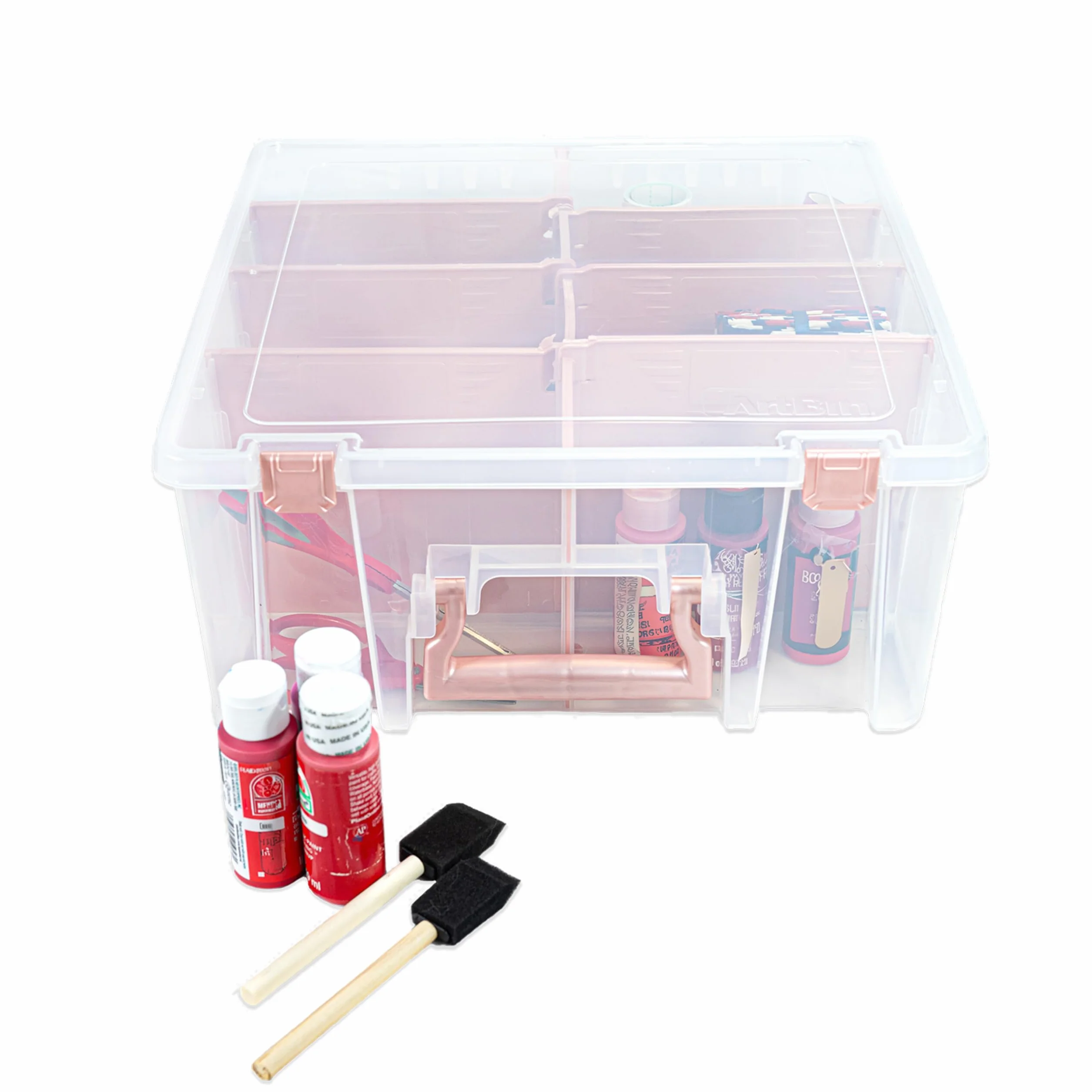 ArtBin 6990RK Super Satchel Double Deep con divisori Rimovibili, Trasparente e Oro Rosa, Taglia Unica