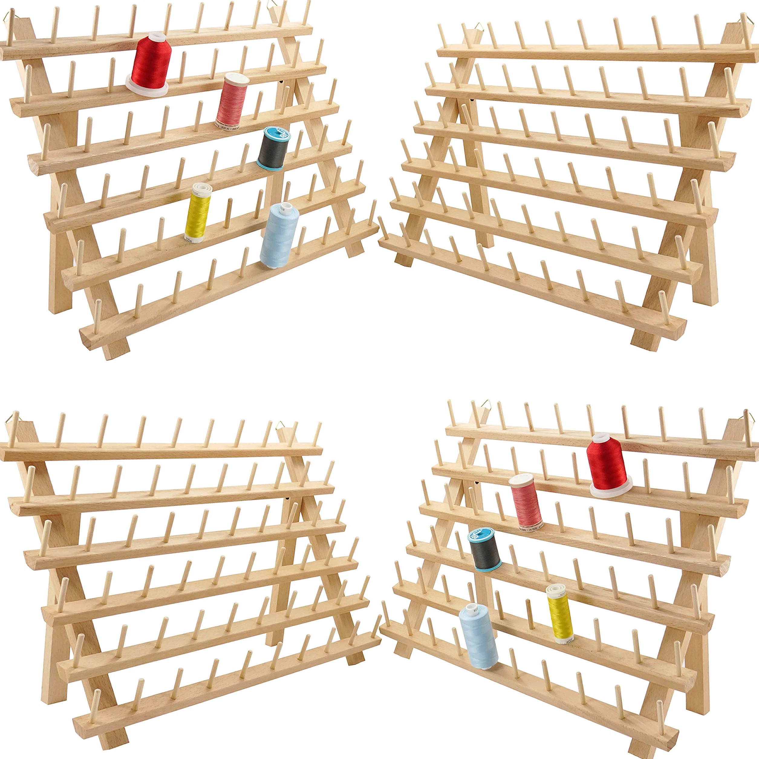 New brothread 4x60 bobine di legno porta fili/cremagliera per filo con ganci per appendere per ricamo, quilting e filo da cucito