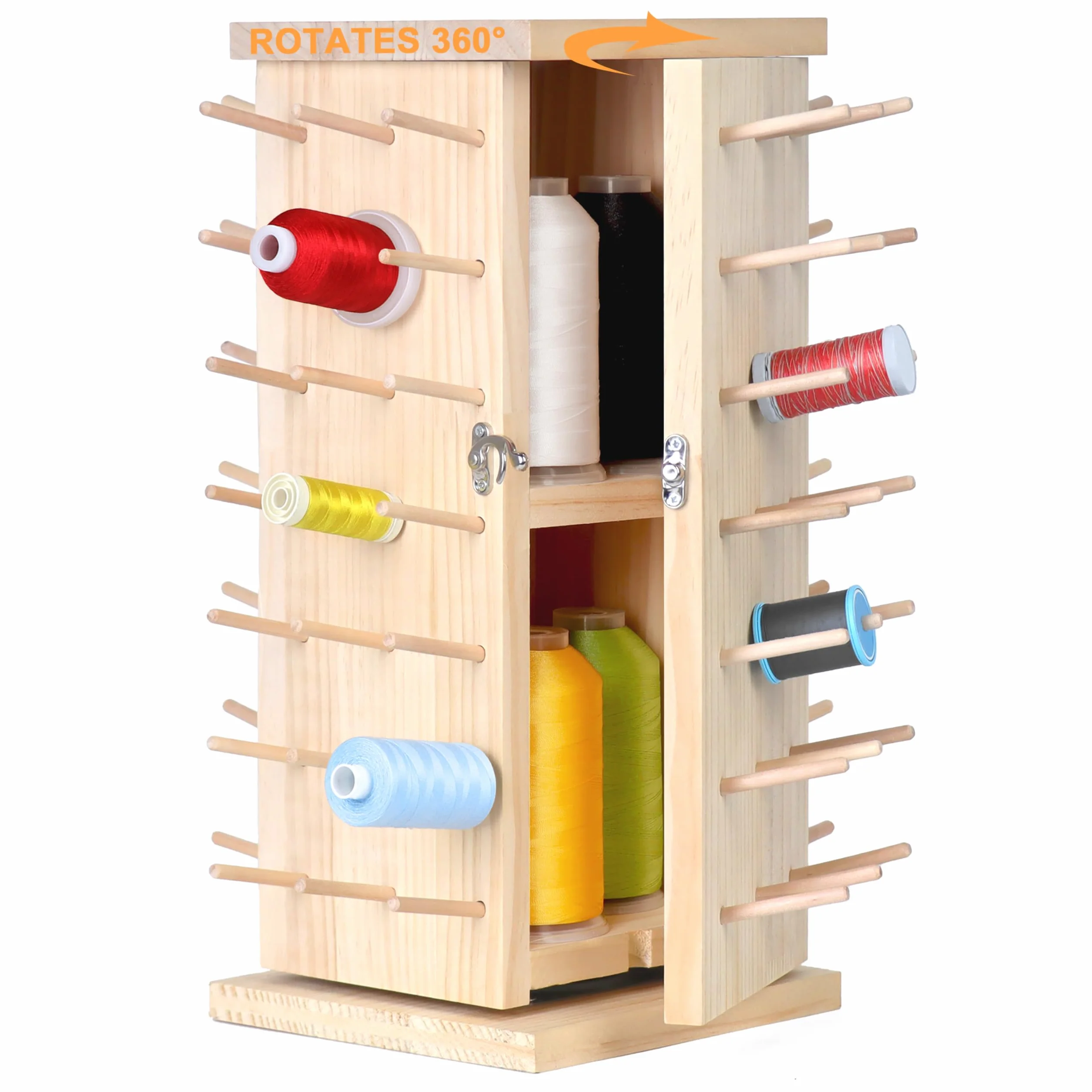 New brothread 93 Bobine (DIY) 360° Completamente Rotazione Portafilo in Legno/Organizer portafilo con scomparti interni per Cucito, Quilting, Ricamo, Treccia Capelli e Gioielli