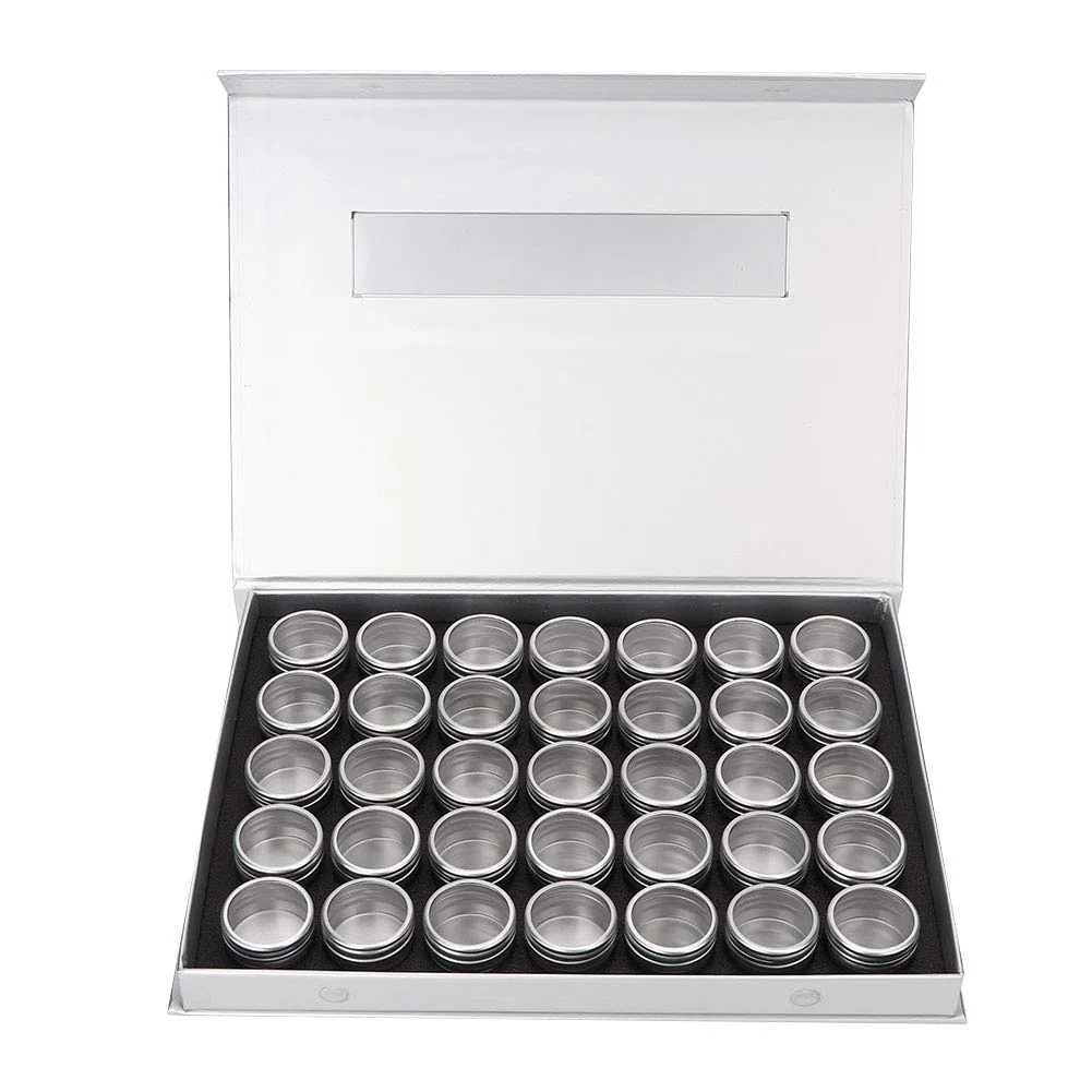 Haofy Elegante Contenitore a 35 Griglie per Decorazioni artistiche, Organizer Portatile con Coperchio Antipolvere (35 Bottiglie + Scatola Regalo)