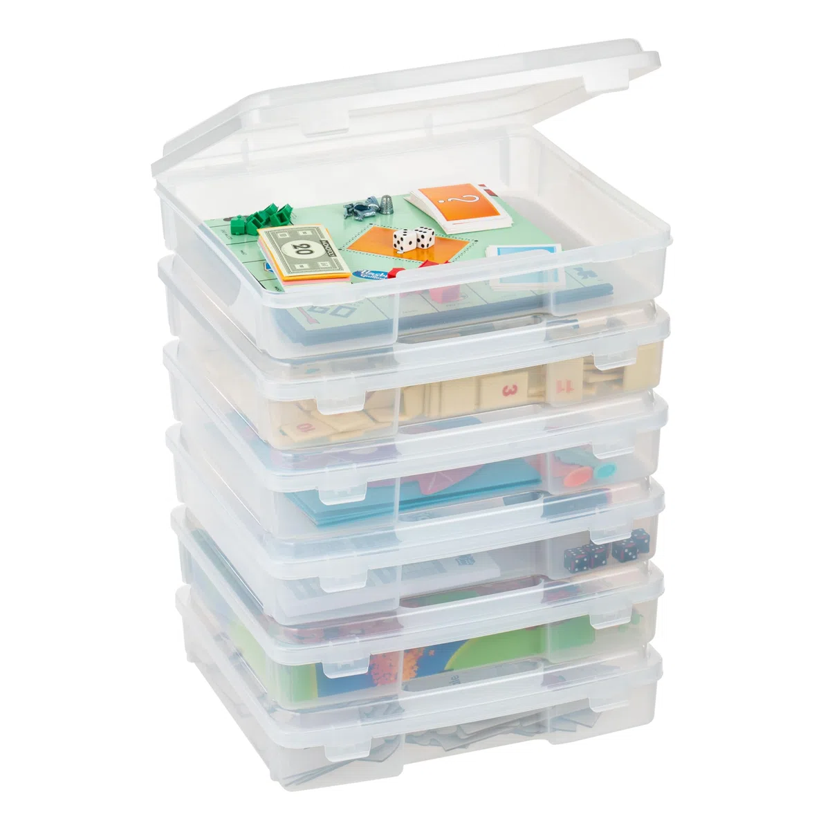 IRIS USA, Inc. - Scatola di immagazzinaggio portatile in plastica trasparente per progetti artistici con chiusura a scatto per carta da 8,5 x 11 pollici, confezione da 6 pezzi spessi