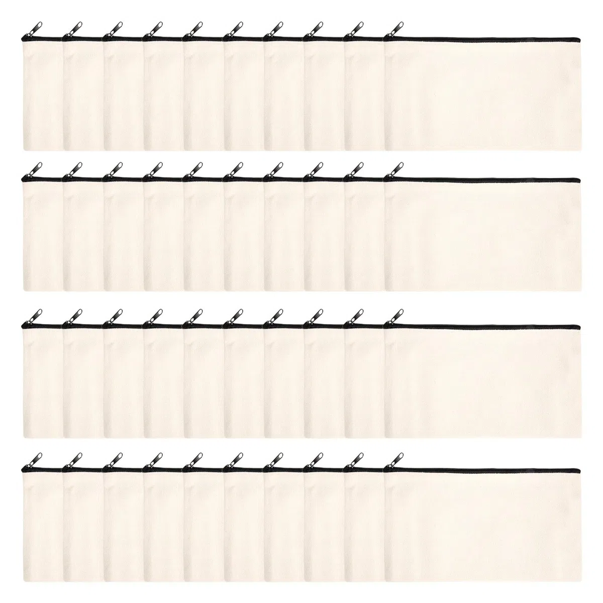 DIY - Confezione da 40 astucci con chiusura , in tela, per cancelleria e piccoli oggetti, 21 x 12 cm, beige.