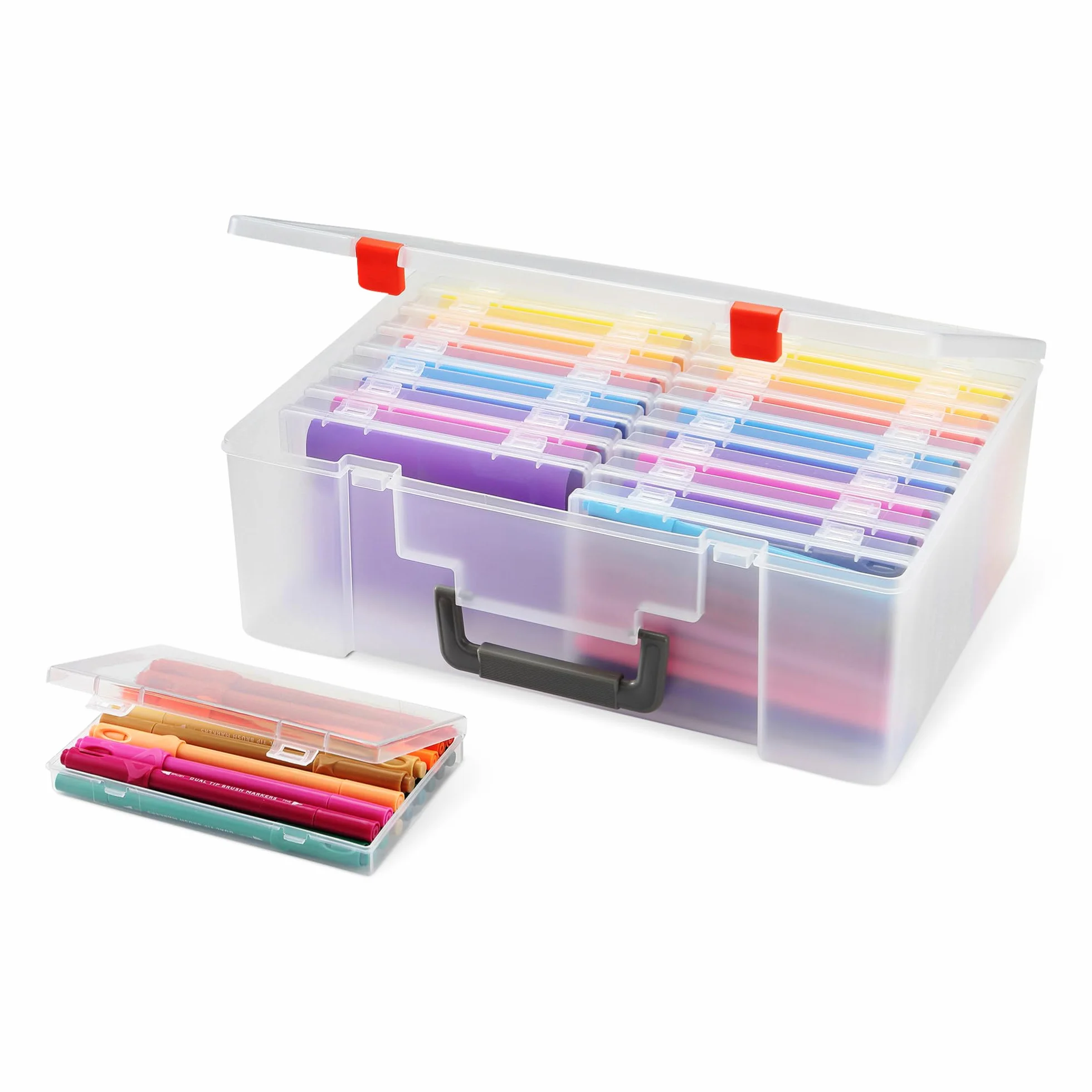 Amazon Basics Scatola Portafoto e Organizer per Artigianato con 16 Scomparti Interni, 12.2 x 36.3 x 26.9 cm, Trasparente