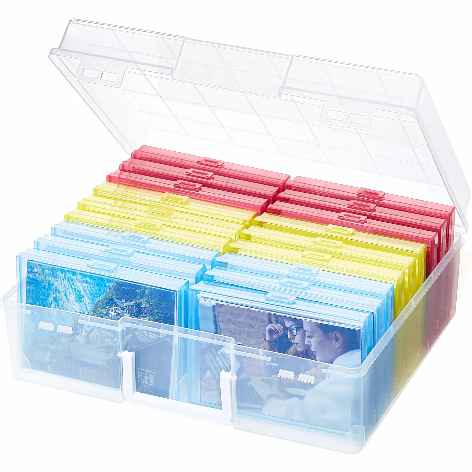 Lifewit Scatola Portafoto 10 x 15 cm, 4R 18 Scomparti Scatola Foto Interna, Organizer Foto con Manico, Scatola Portaoggetti Plastica per Semi, Cartoline, Artigianato, Adesivi, Colore