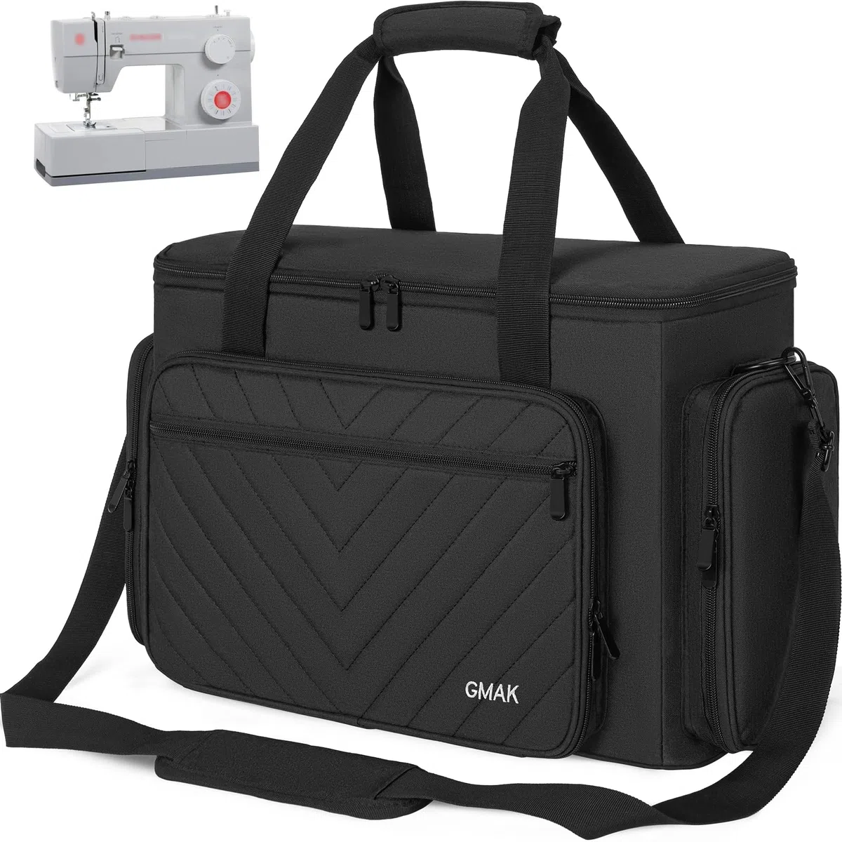 OUUTMEE Custodia per macchina da cucire, borsa da trasporto per macchina da cucire con imbottitura rimovibile, borsa organizer portatile per la maggior parte delle macchine standard, Nero , Organizer