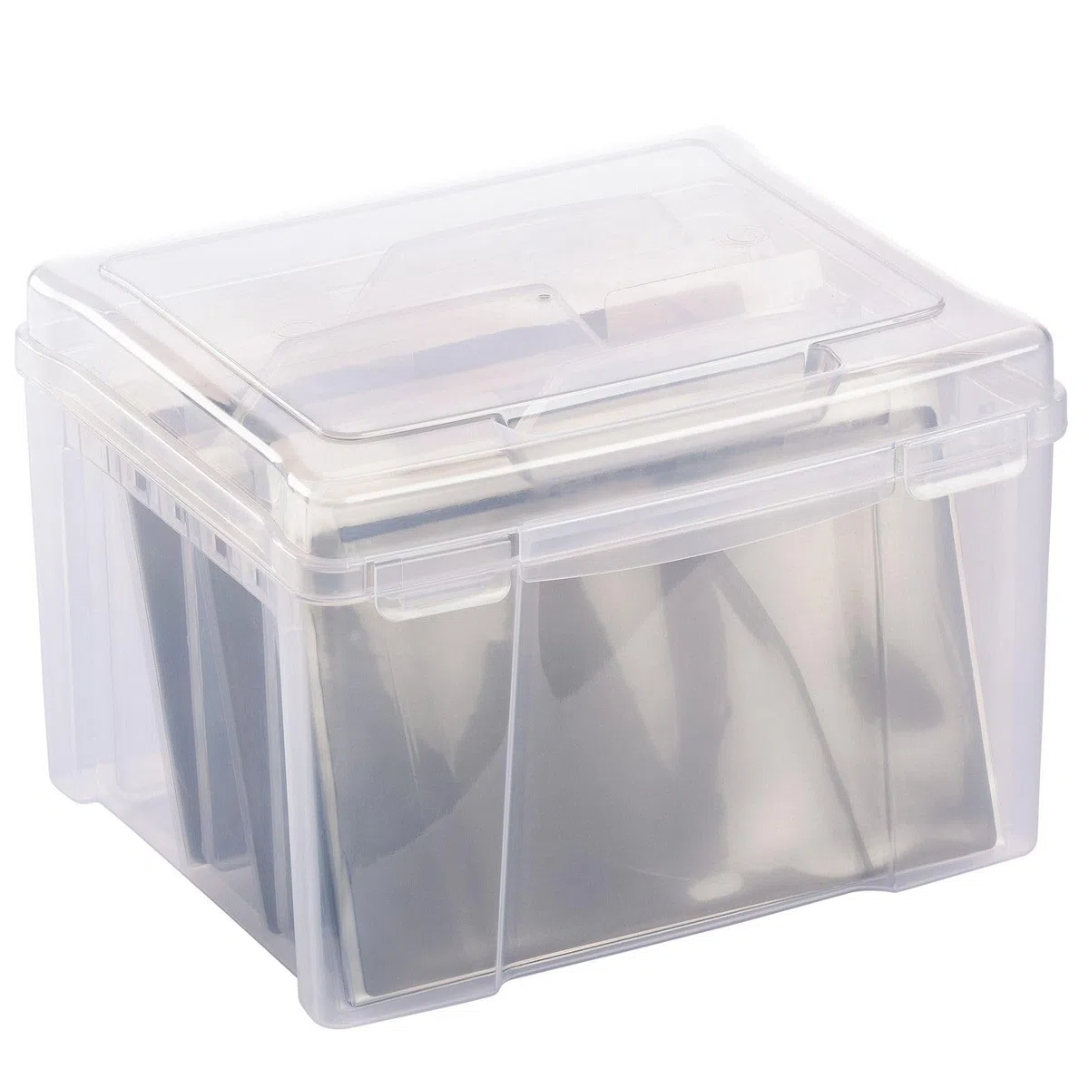 Vaessen Creative Contenitore Coperchi da 26,9 x 23,3 x 19,3 cm-3 Divisori, 8 Buste di Plastica e 8 Fogli Magnetici – Scatola di Smistamento per Fustelle da Taglio, Carta,Scrapbooking