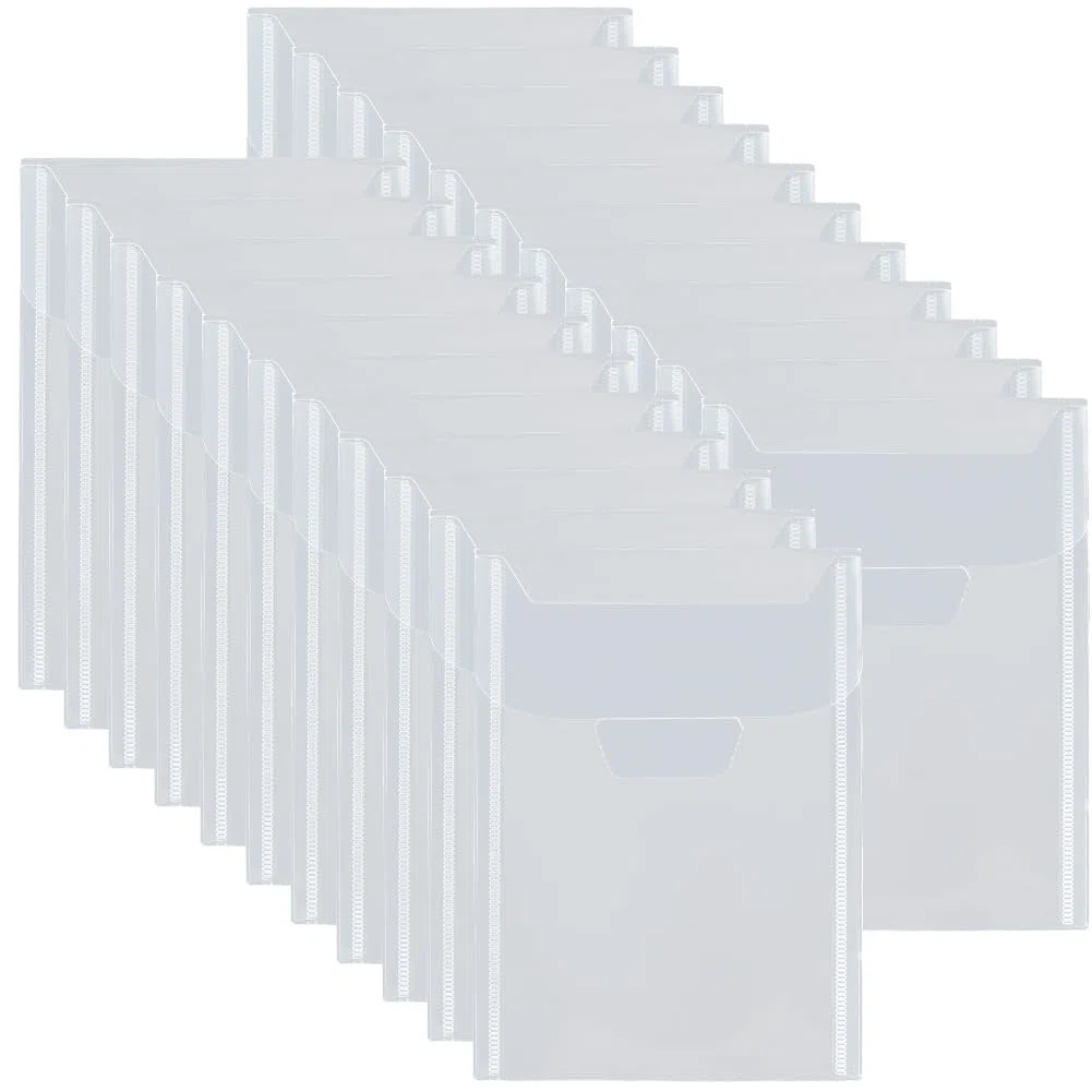 GORGECRAFT 50pz Tasche Portaoggetti per Fustella Sacchetti Tasca per Timbri 18x13cm Richiudibili In Plastica Trasparente Fustellate Tasche per Buste Organizzatore Artigianale Borsa per File Album