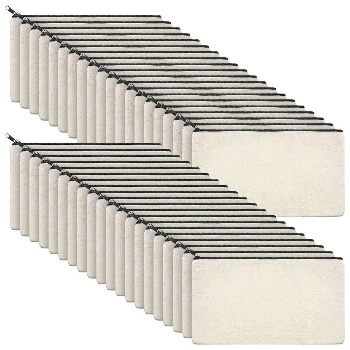 40 astucci in tela con cerniera per matite e cosmetici, per fai da te, per la scuola, Beige,