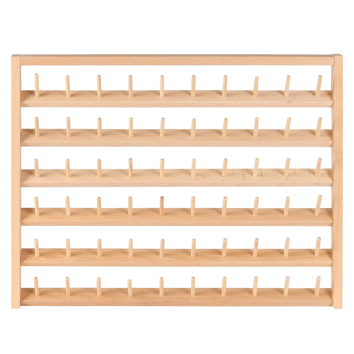 Kurtzy 60 Porta Rocchetti di Filo in Legno da Parete - Porta Fili Cucito con Ganci a Parete - Porta Spolette in Legno di Faggio per Ricamo, Quilting e Filati per Cucire