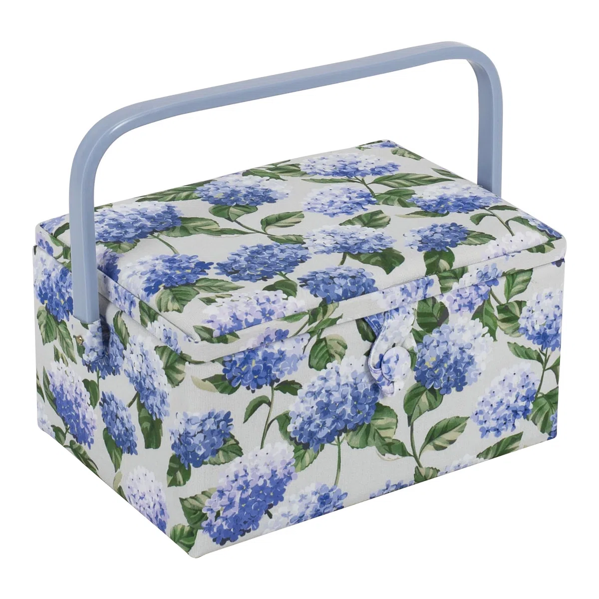 Hobby Gift Scatola Media per Cucito con Manico - Cestino Porta Cucito in Cotone con Scomparti per Strumenti e Accessori Creativi - 18,5 x 25,5 x 14,5 cm, Ortensia
