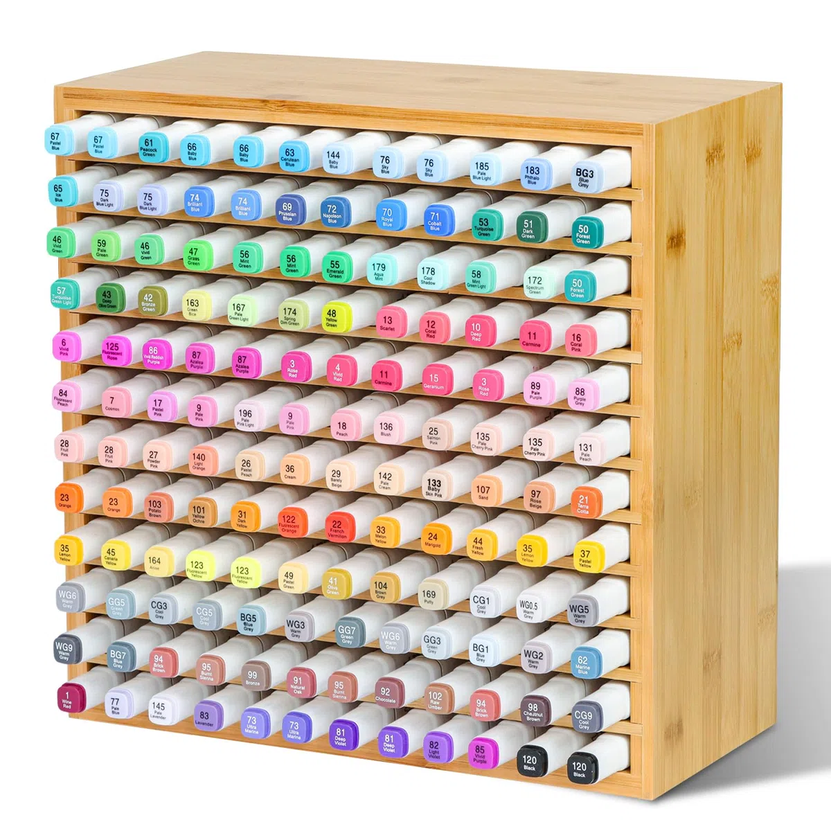 Likorlove organizer in bambù per 144 pennarelli portapenne in legno con scomparti per pastelli pennelli matite da scrivania per scuola ufficio casa